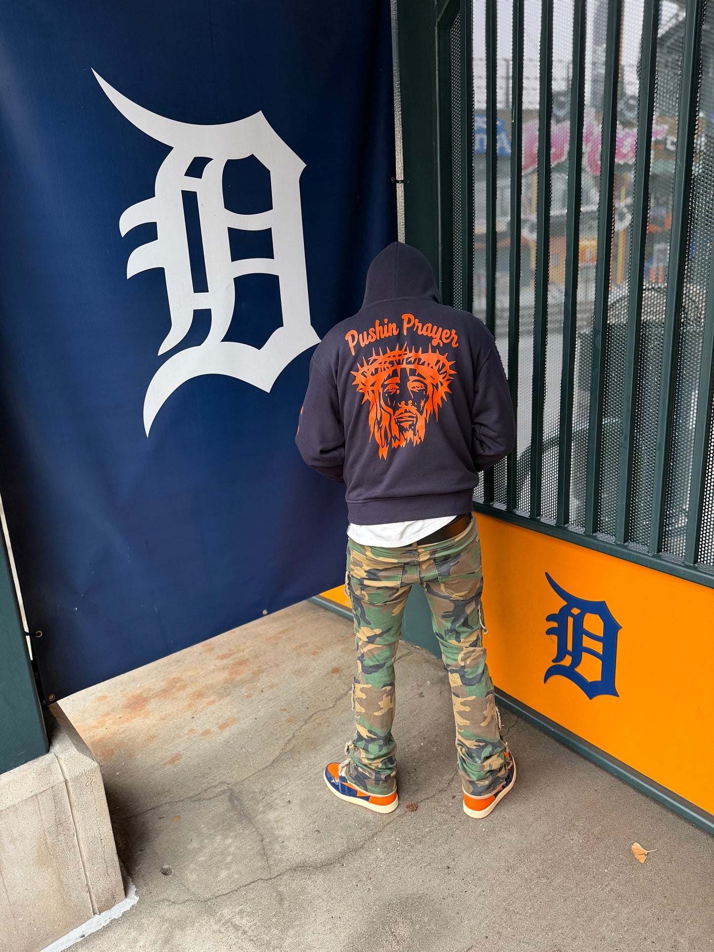 Detroit Pushin Prayer Hoodie Navy