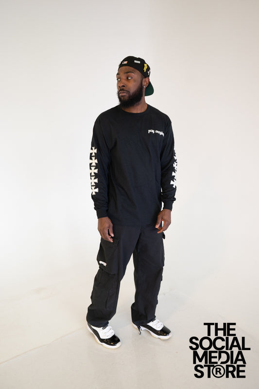 Pushin Prayer Long Sleeve Black
