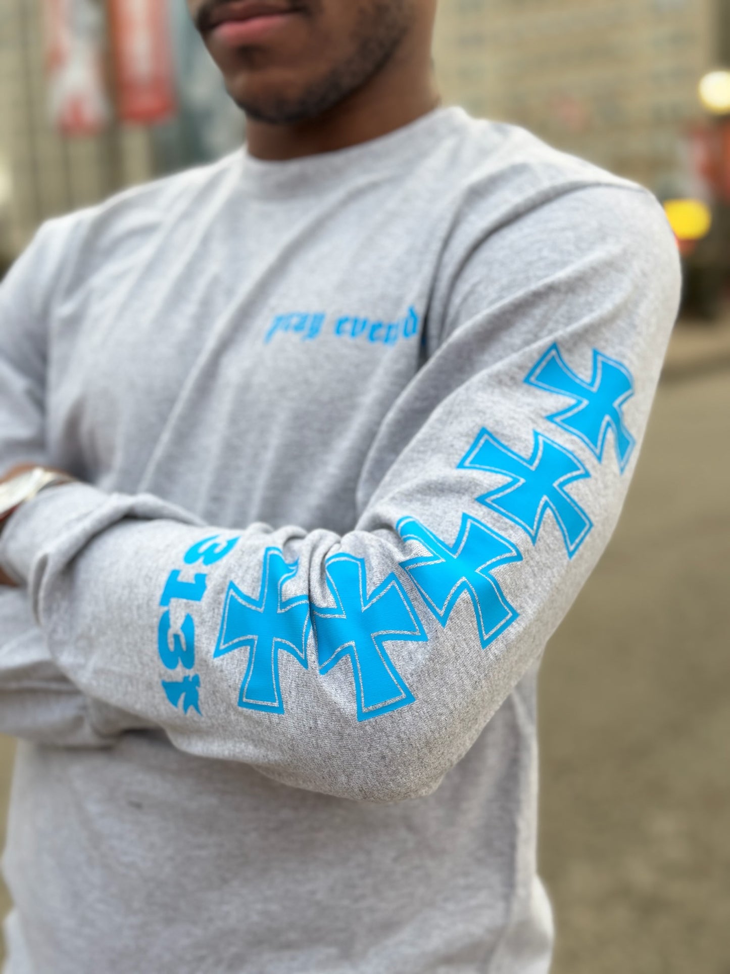 Detroit Pushin Prayer Long Sleeve Grey
