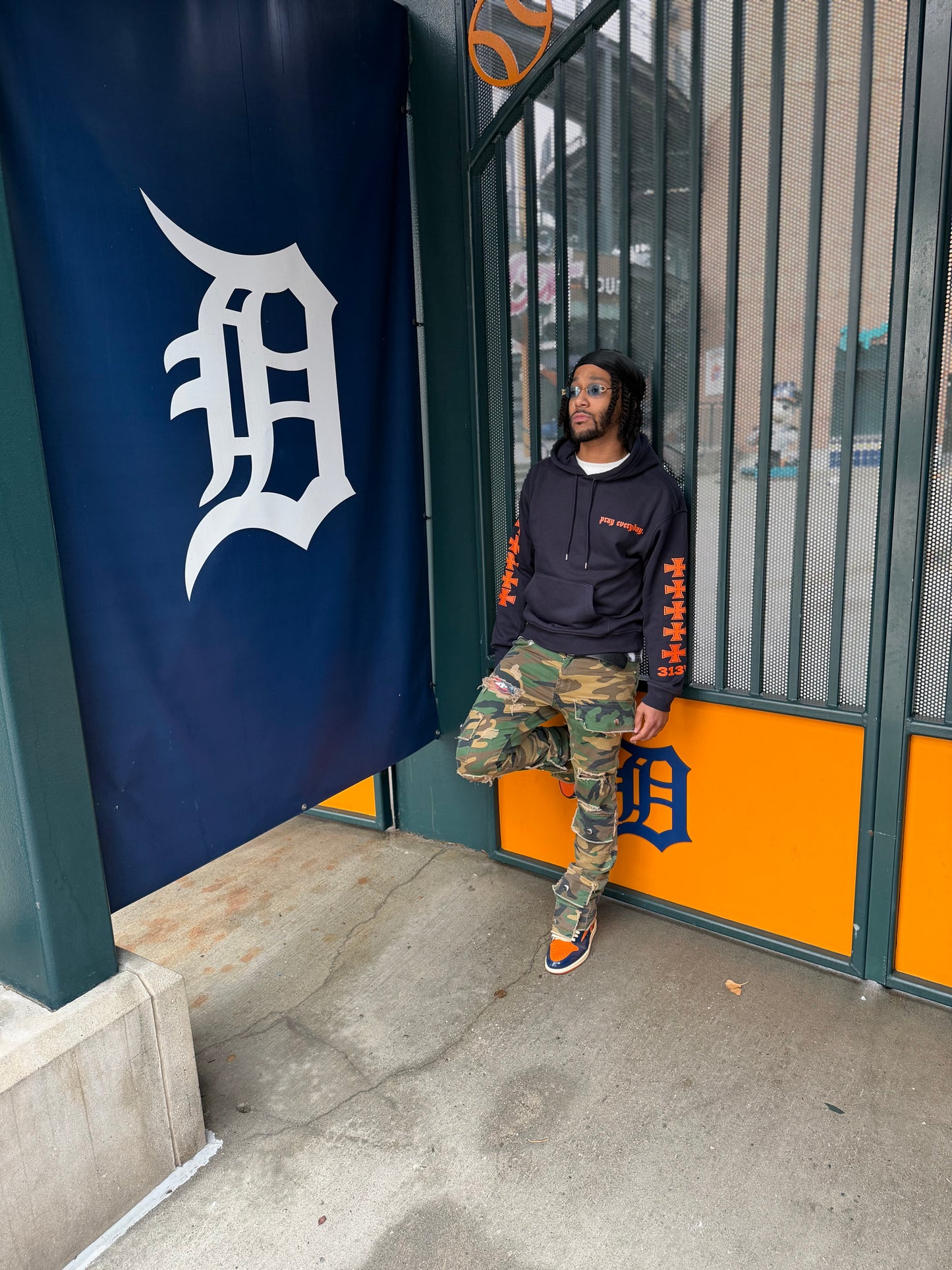 Detroit Pushin Prayer Hoodie Navy