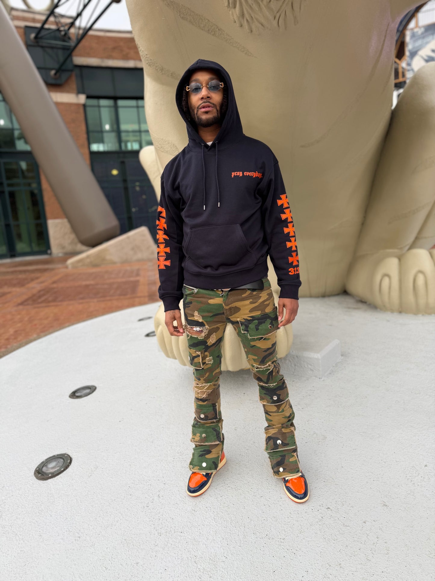 Detroit Pushin Prayer Hoodie Navy