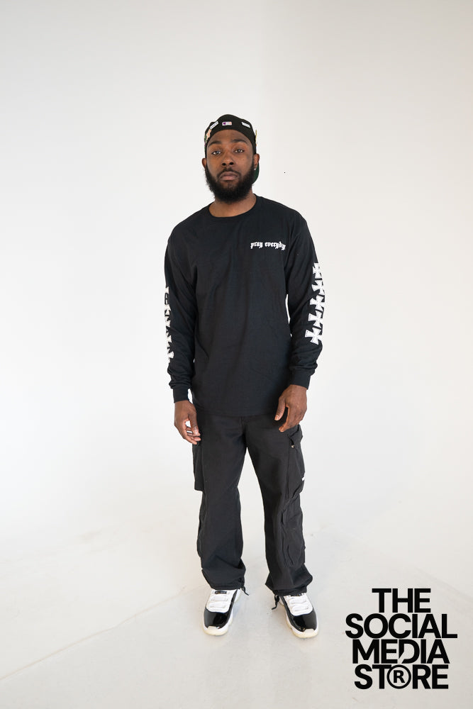 Pushin Prayer Long Sleeve Black
