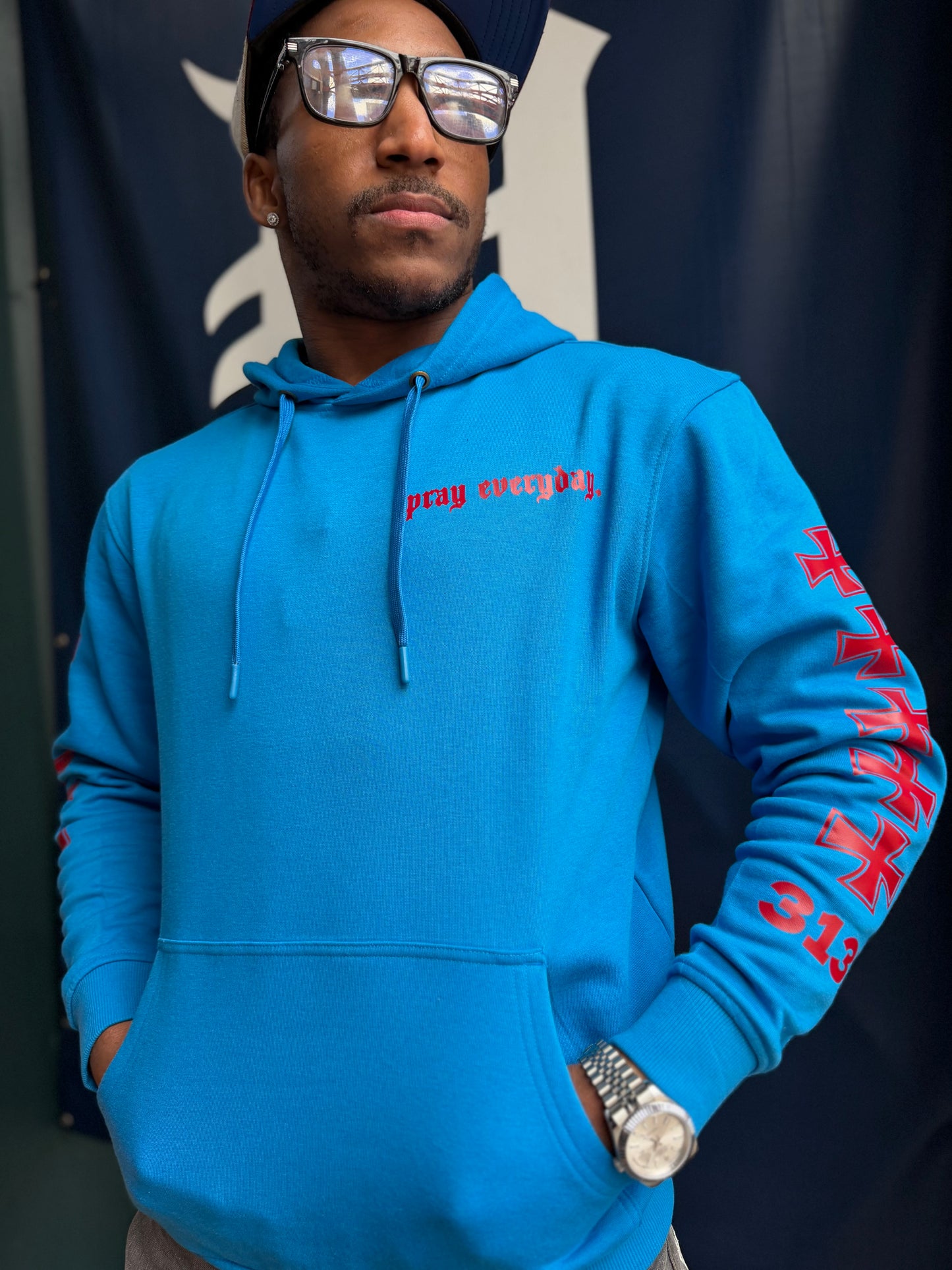 Detroit Pushin Prayer Hoodie Royal